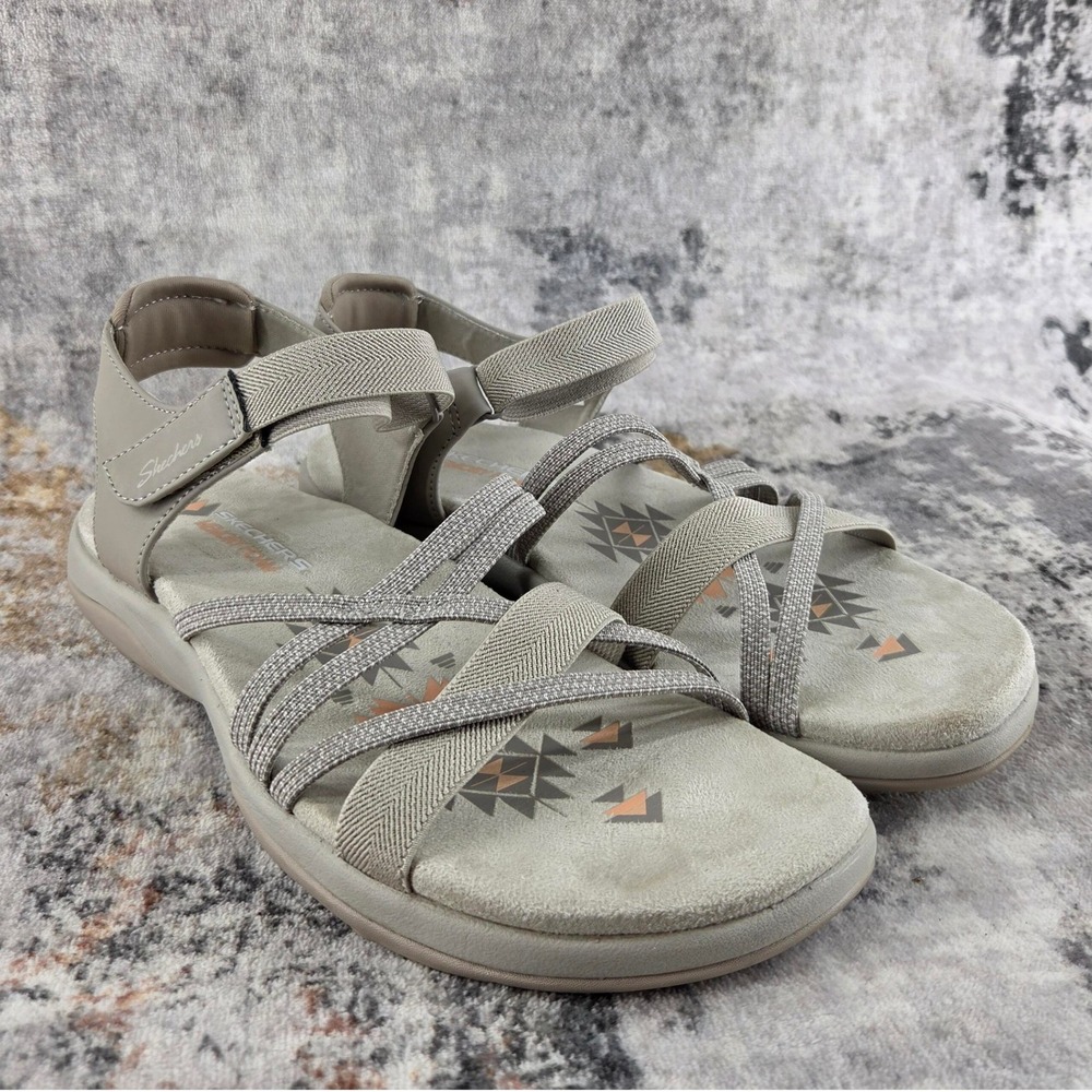 Skechers Reggae Slim Takes Two Strappy Sandals Womens 9 Brown Beach 163193W
